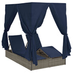 Doppelte Sonnenliege Schwarz 205 x 129 x 200 cm Poly-Rattan