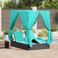 Doppelte Sonnenliege Türkis 205 x 129 x 200 cm Poly-Rattan