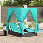 Doppelte Sonnenliege Türkis 205 x 129 x 200 cm Poly-Rattan