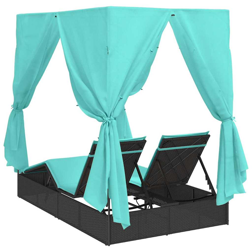 Doppelte Sonnenliege Türkis 205 x 129 x 200 cm Poly-Rattan