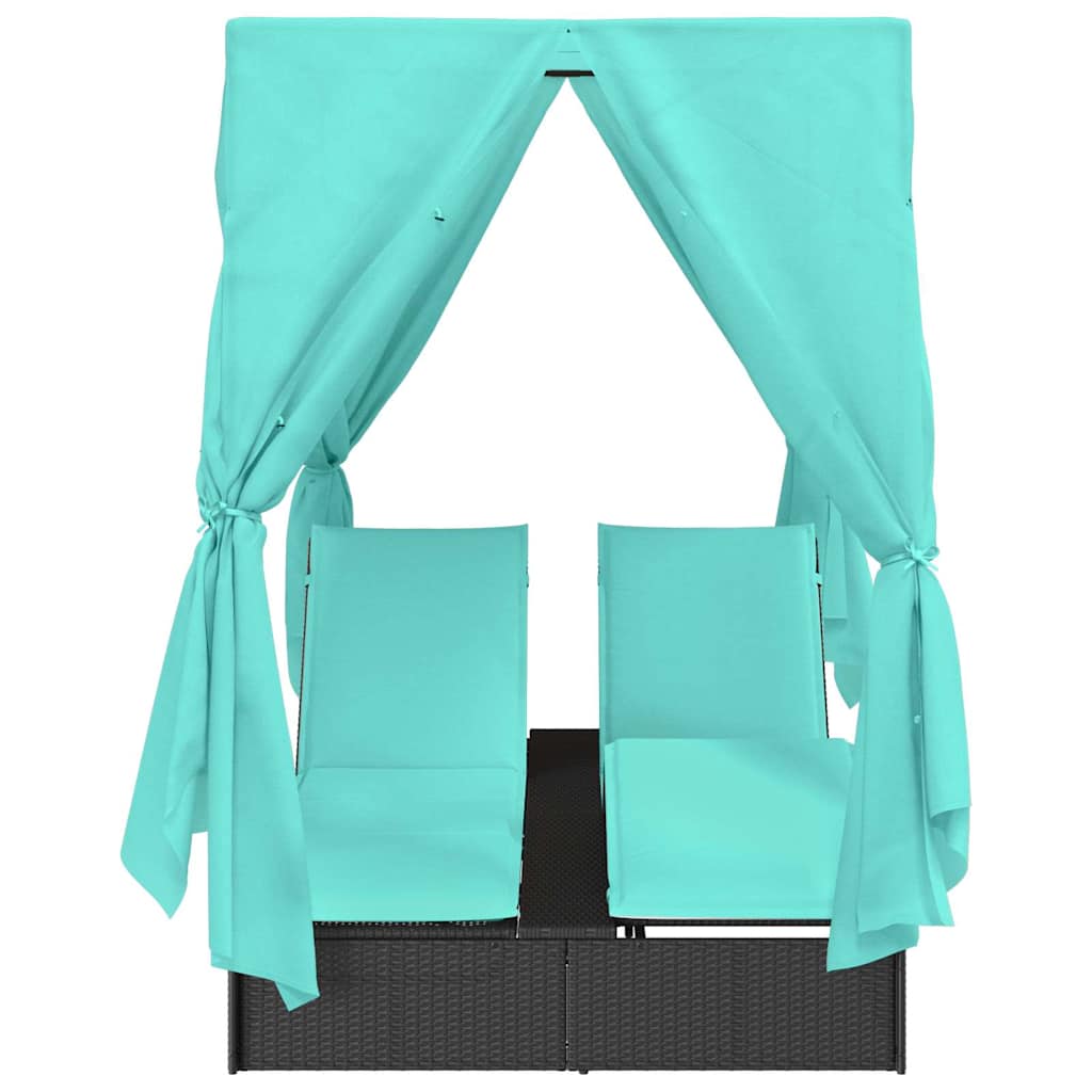 Doppelte Sonnenliege Türkis 205 x 129 x 200 cm Poly-Rattan