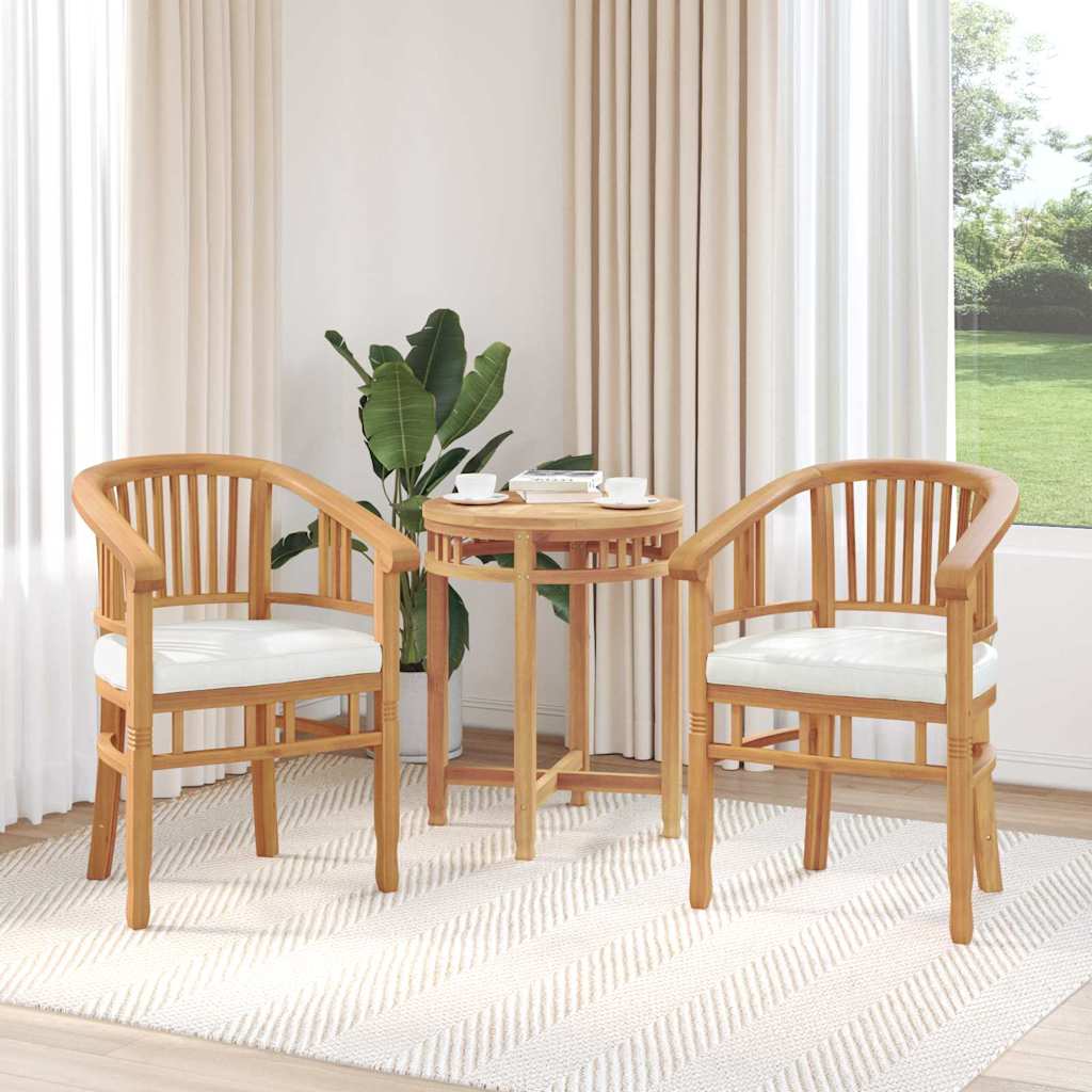 Stuhl mit Kissen 2 pcs Braun 63 x 58 x 89 cm Massivholz Teak
