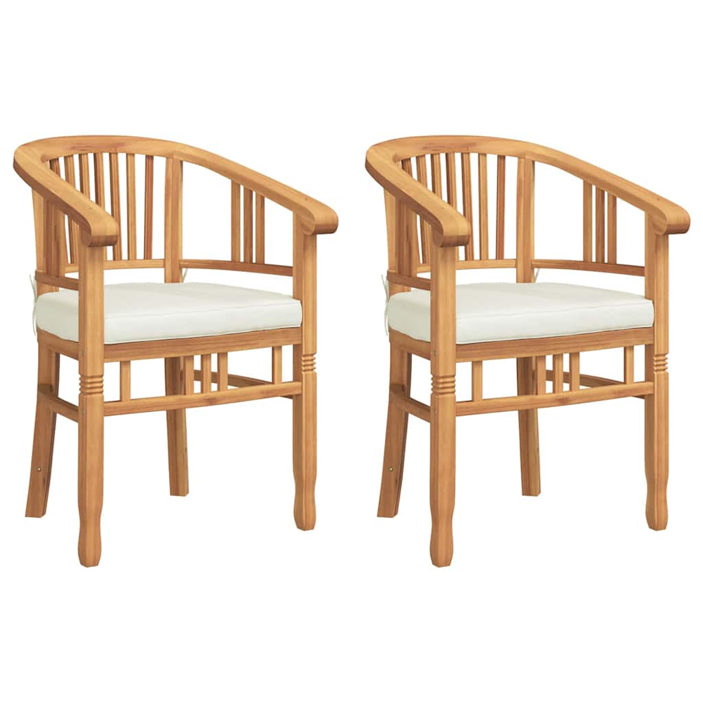 Stuhl mit Kissen 2 pcs Braun 63 x 58 x 89 cm Massivholz Teak