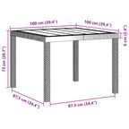 Gartentisch Braun 100 x 100 x 73 cm Poly-Rattan
