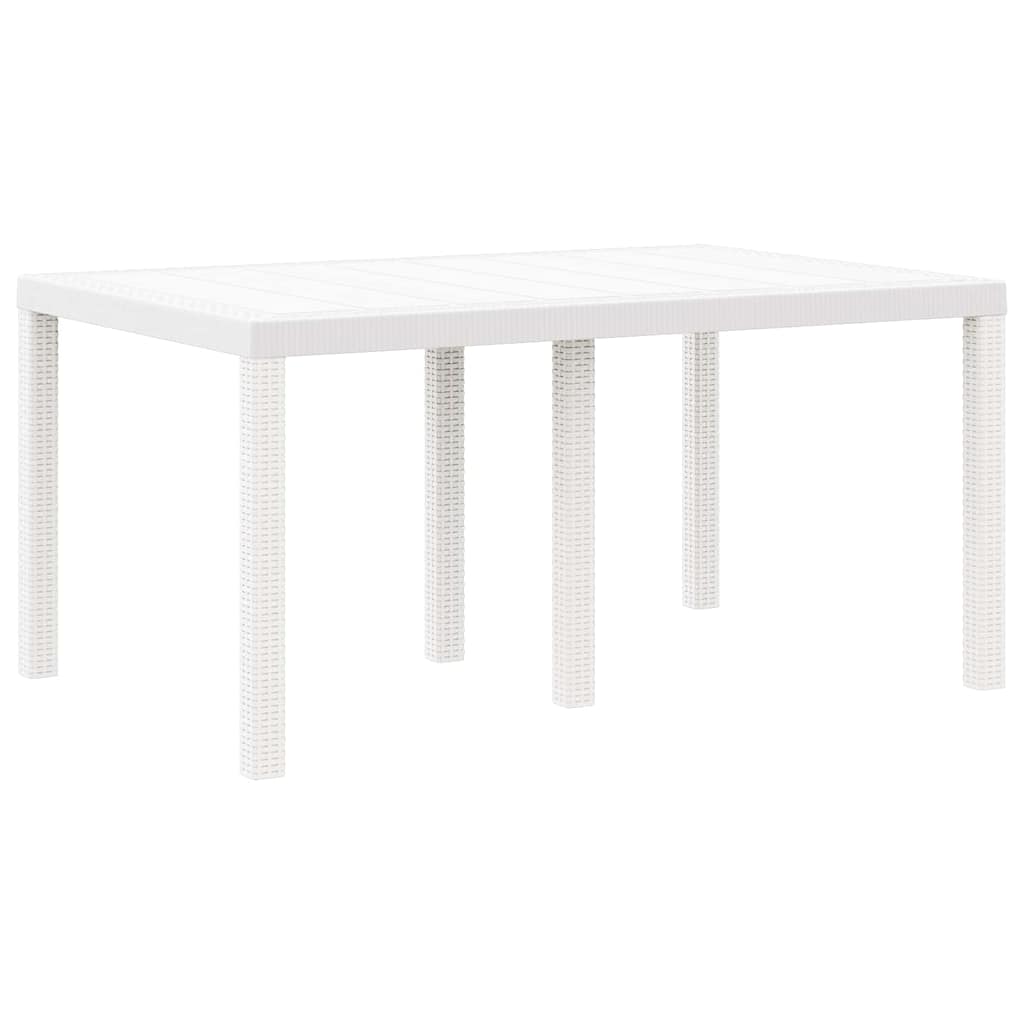 Gartentisch Weiß 150 x 100 x 73 cm Poly-Rattan