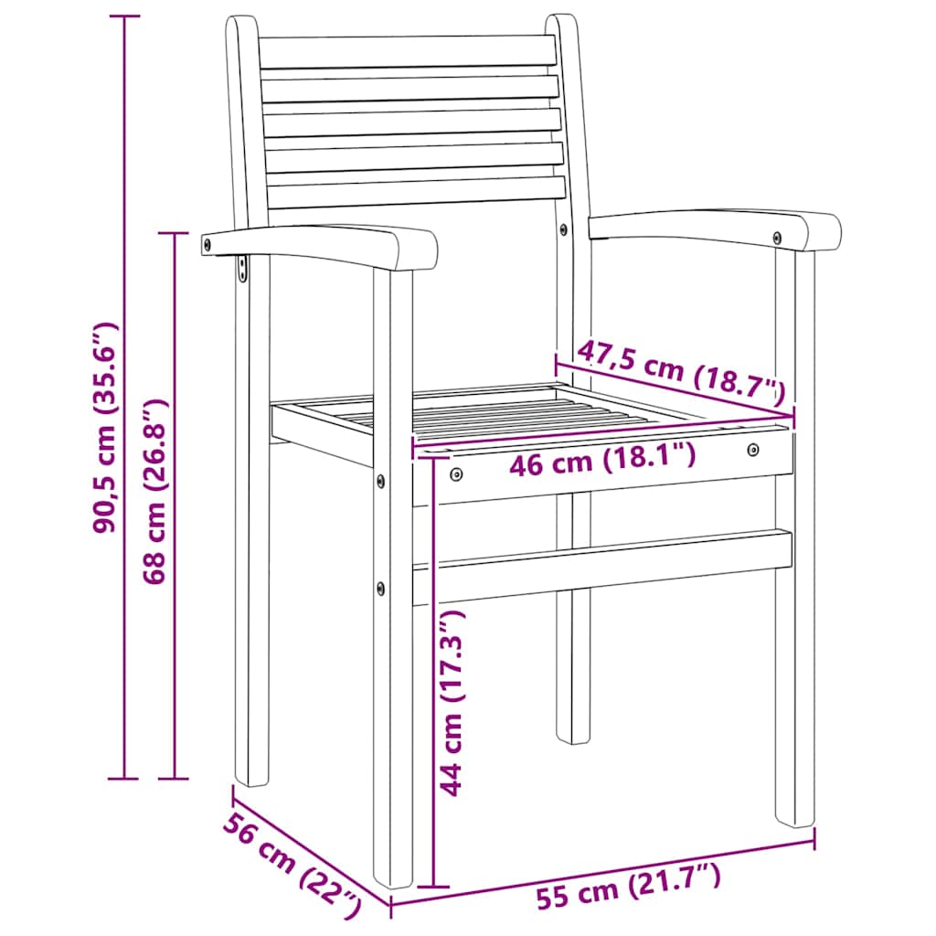 Stuhl 8 pcs Braun 56 x 55 x 90,5 cm Massivholz Teak