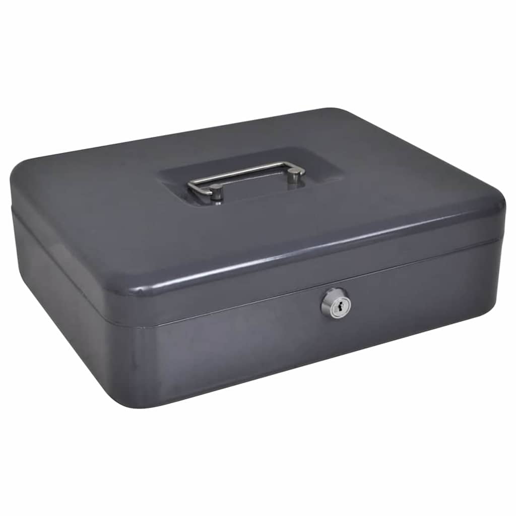 Geldbox mit Schloss Dunkelgrau 30 x 24 x 9 cm Stahl