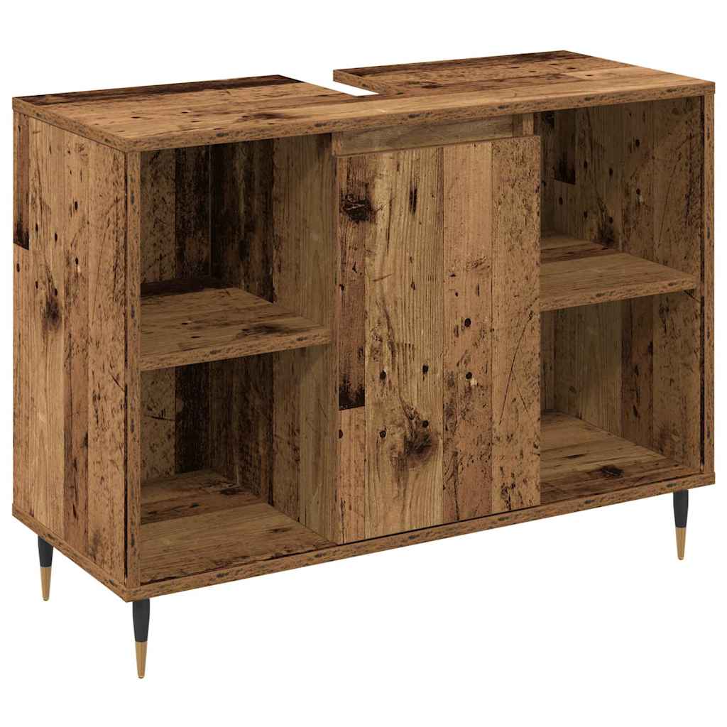 Badezimmermöbel-Set mit Regal 3 pcs Altholz Holzwerkstoff