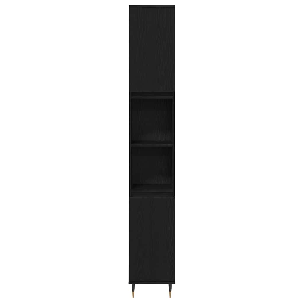 Badezimmermöbel-Set 3 pcs Schwarz Eichen-Optik Holzwerkstoff