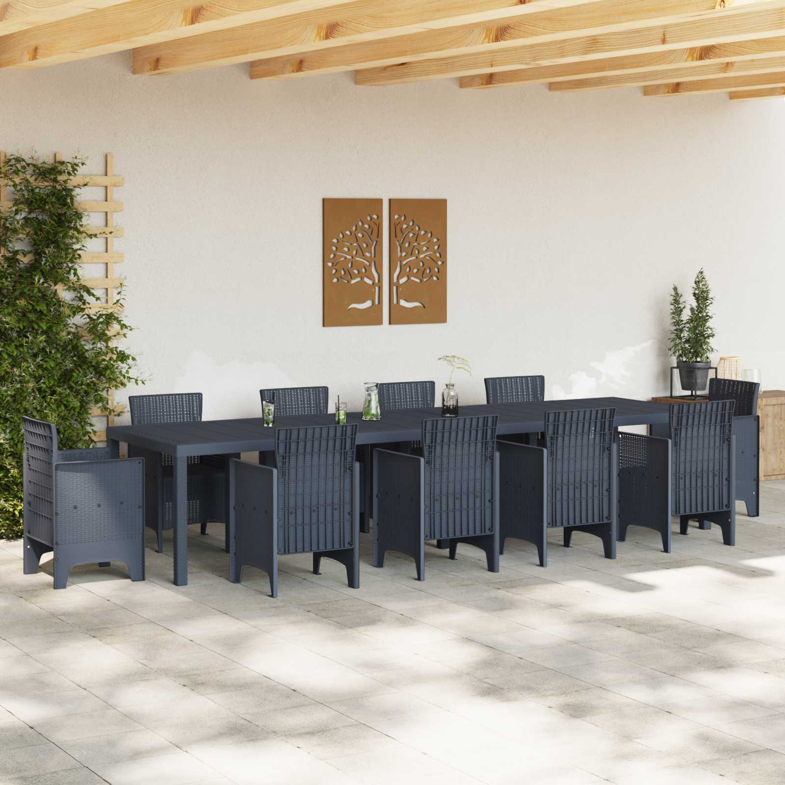 Gartentisch Anthrazit 350 x 100 x 74 cm Poly-Rattan