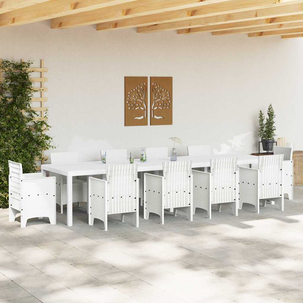 Gartentisch Weiß 350 x 100 x 74 cm Poly-Rattan