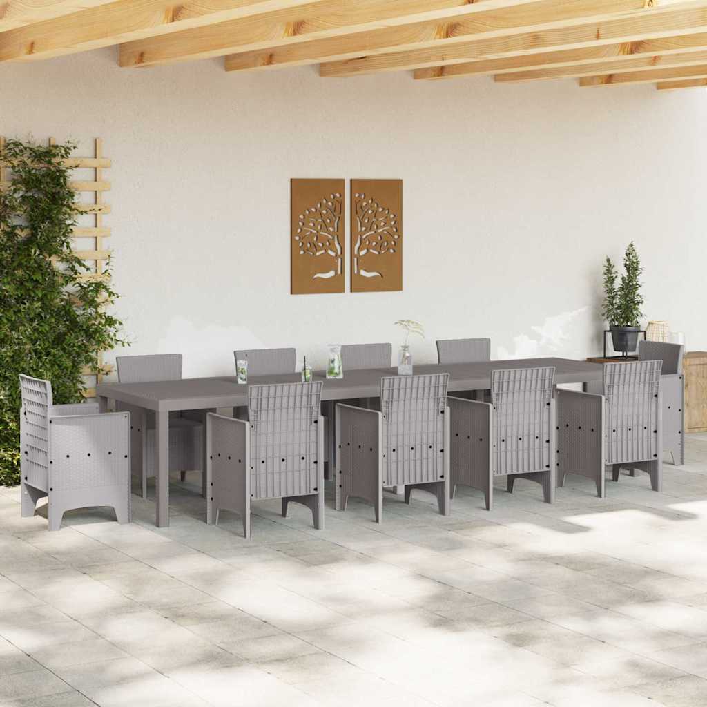 Gartentisch Hellgrau 350 x 100 x 74 cm Poly-Rattan