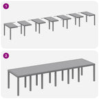 Gartentisch Hellgrau 350 x 100 x 74 cm Poly-Rattan