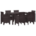 Garten Essgruppe 7 pcs Braun Polt Rattan