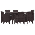 Garten Essgruppe 7 pcs Braun Polt Rattan