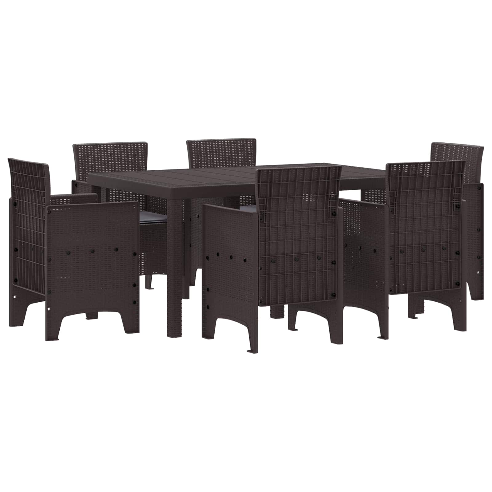 Garten Essgruppe 7 pcs Braun Polt Rattan