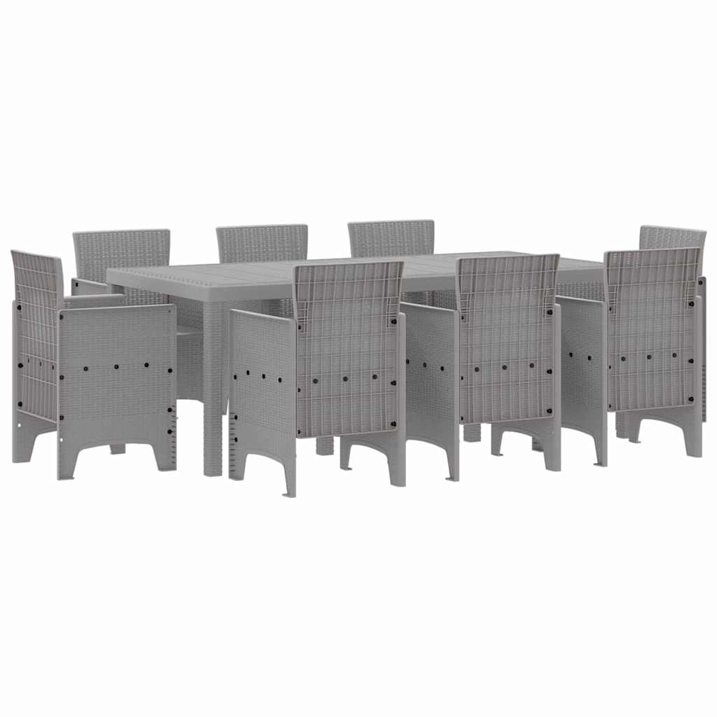 Garten Essgruppe 9 pcs Hellgrau Polypropylen