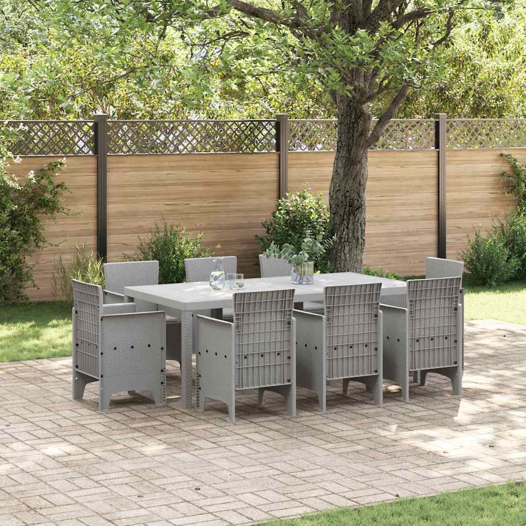 Garten Essgruppe 9 pcs Hellgrau Polypropylen