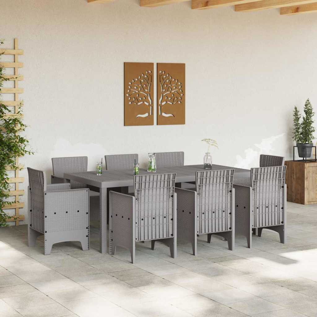 Garten Essgruppe 9 pcs Hellgrau Polypropylen