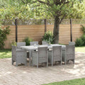 Garten Essgruppe 9 pcs Hellgrau Polypropylen