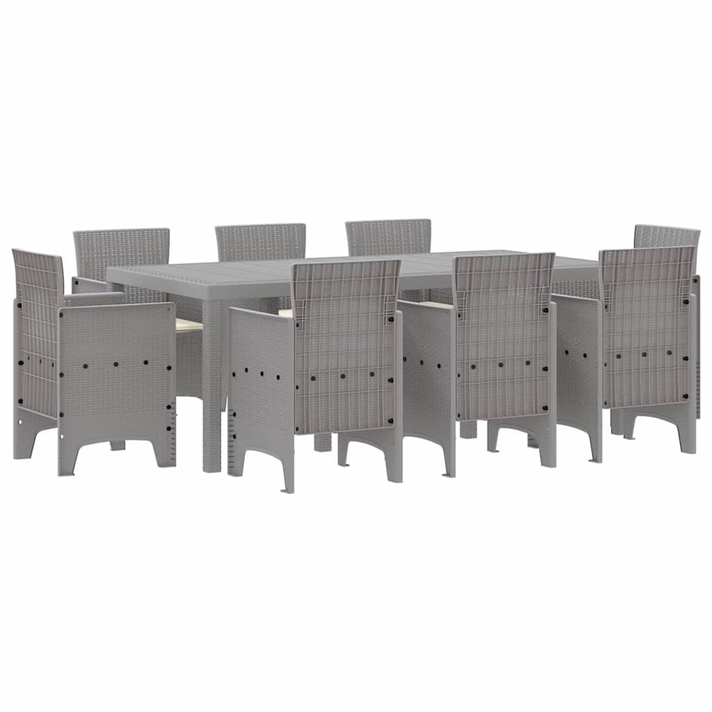 Garten Essgruppe 9 pcs Hellgrau Polypropylen
