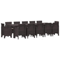 Garten Essgruppe mit Kissen 13 pcs Braun und Taupe Poly Rattan