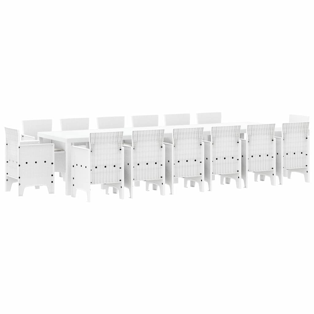 Garten Essgruppe 15 pcs Weiß Polt Rattan