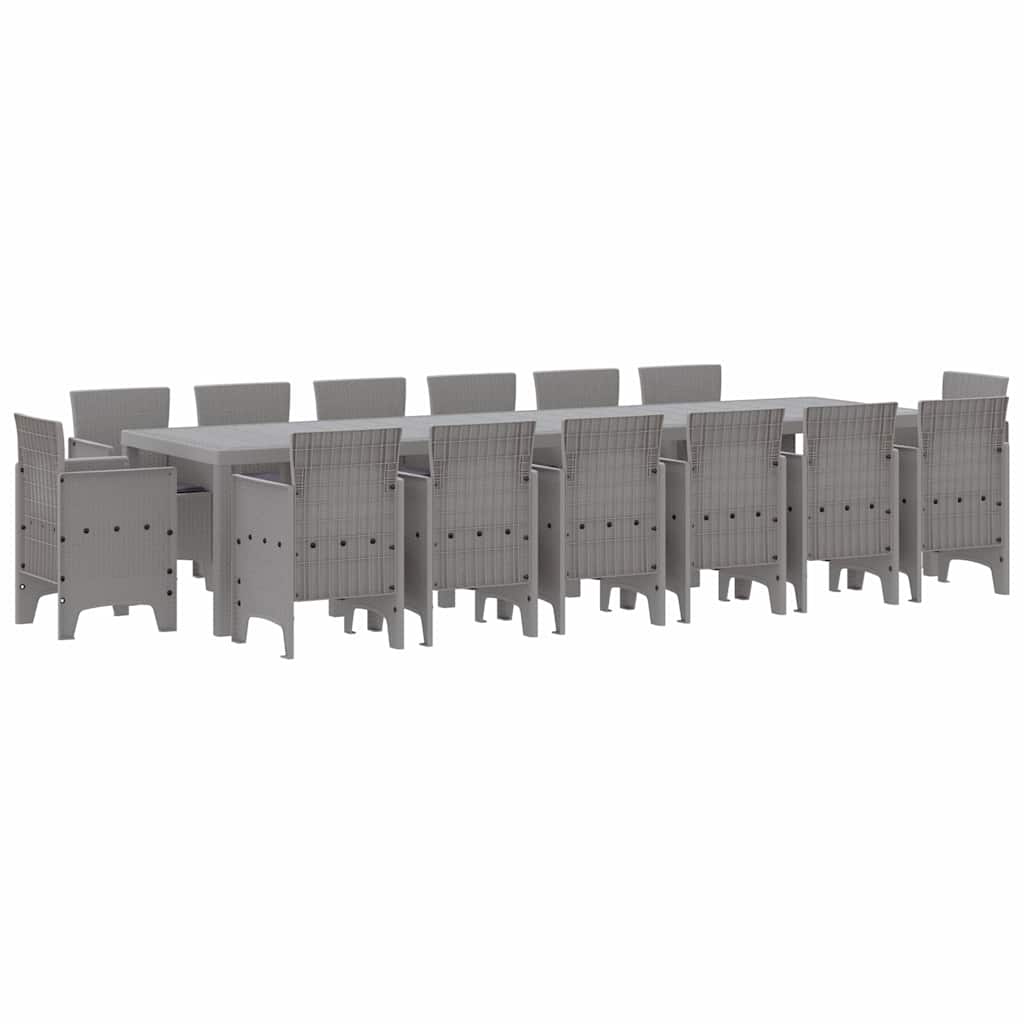 Garten Essgruppe 15 pcs Hellgrau Polt Rattan