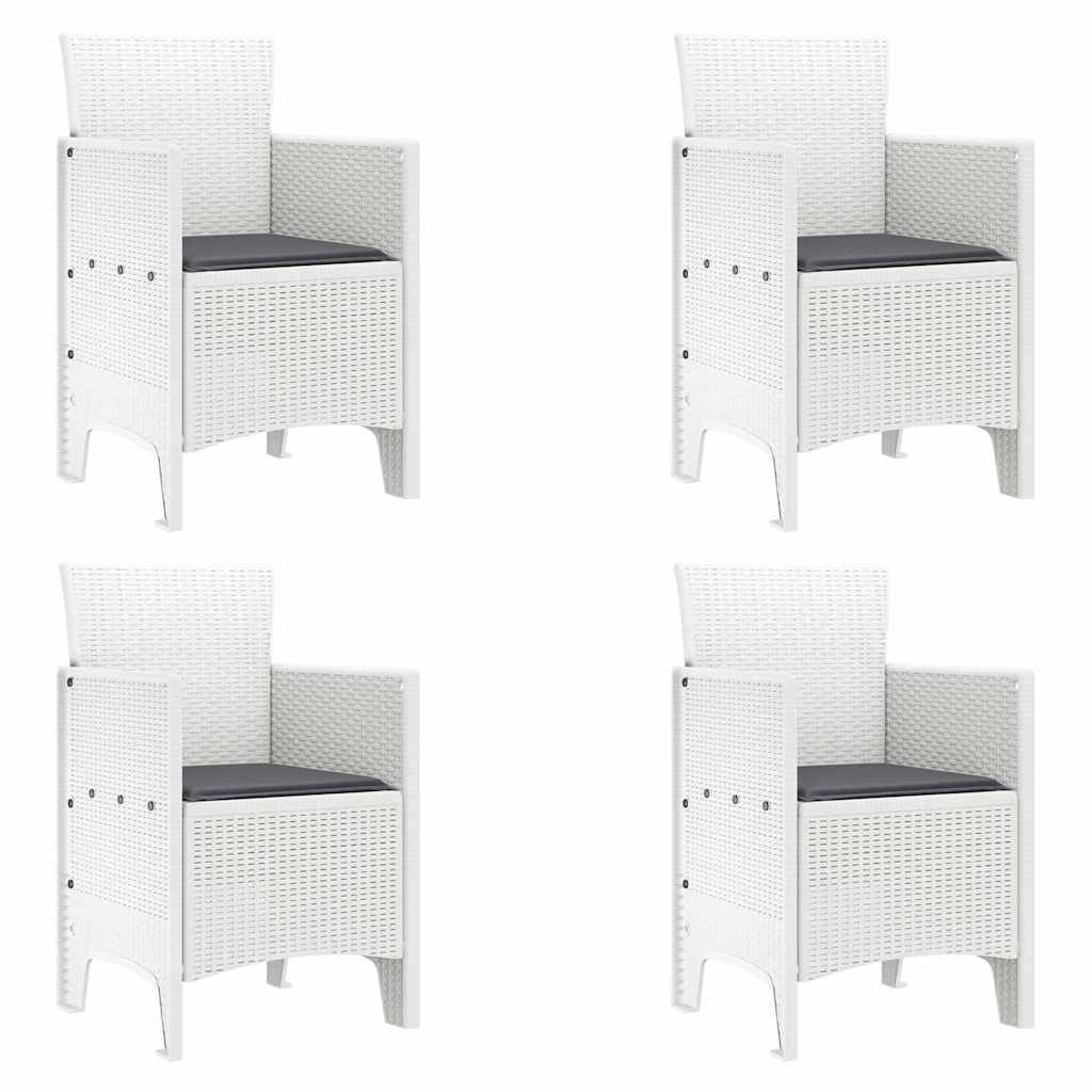 Garten Essgruppe 5 pcs Weiß Polt Rattan