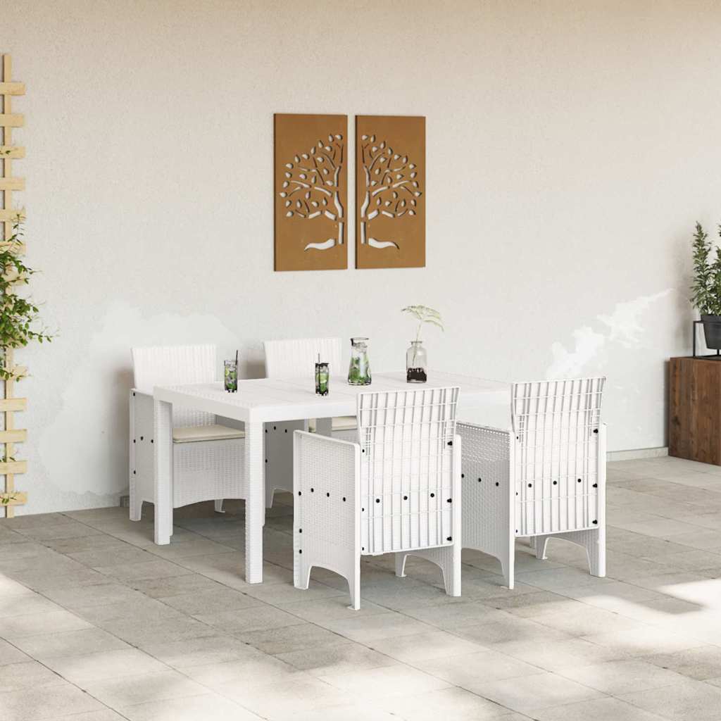 Garten Essgruppe 5 pcs Weiß Polt Rattan