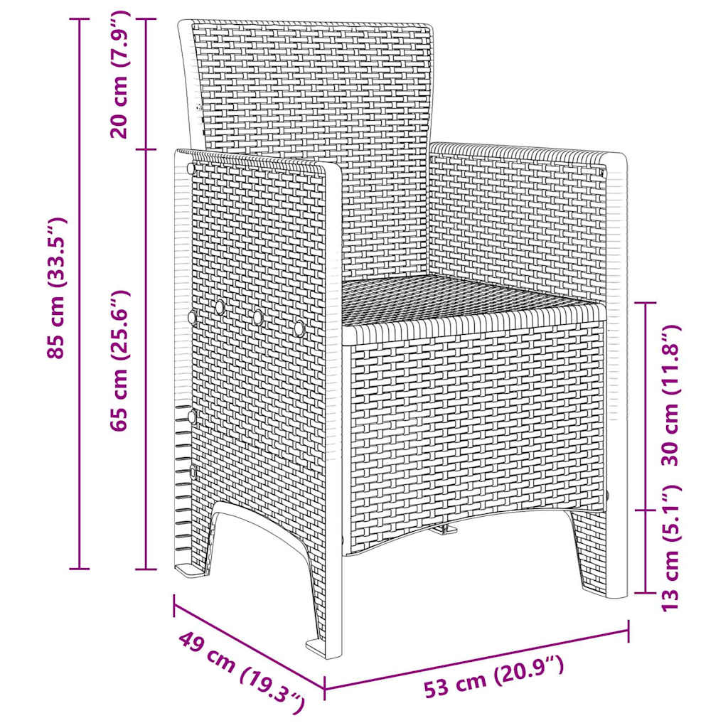 Garten Essgruppe 13 pcs Hellgrau Polt Rattan