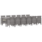 Garten Essgruppe 13 pcs Hellgrau Polt Rattan