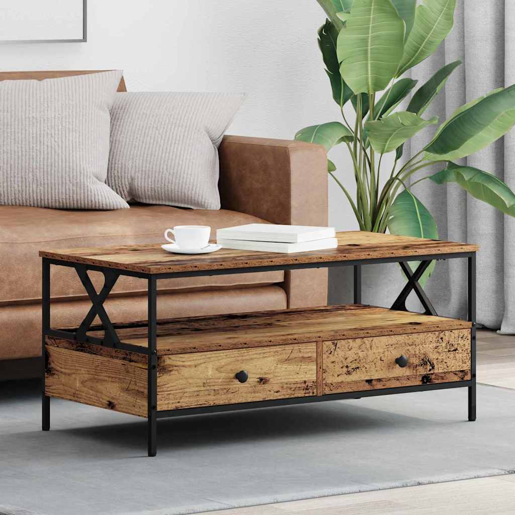 Couchtisch with Drawer Altholz 100 x 51 x 45 cm Holzwerkstoff
