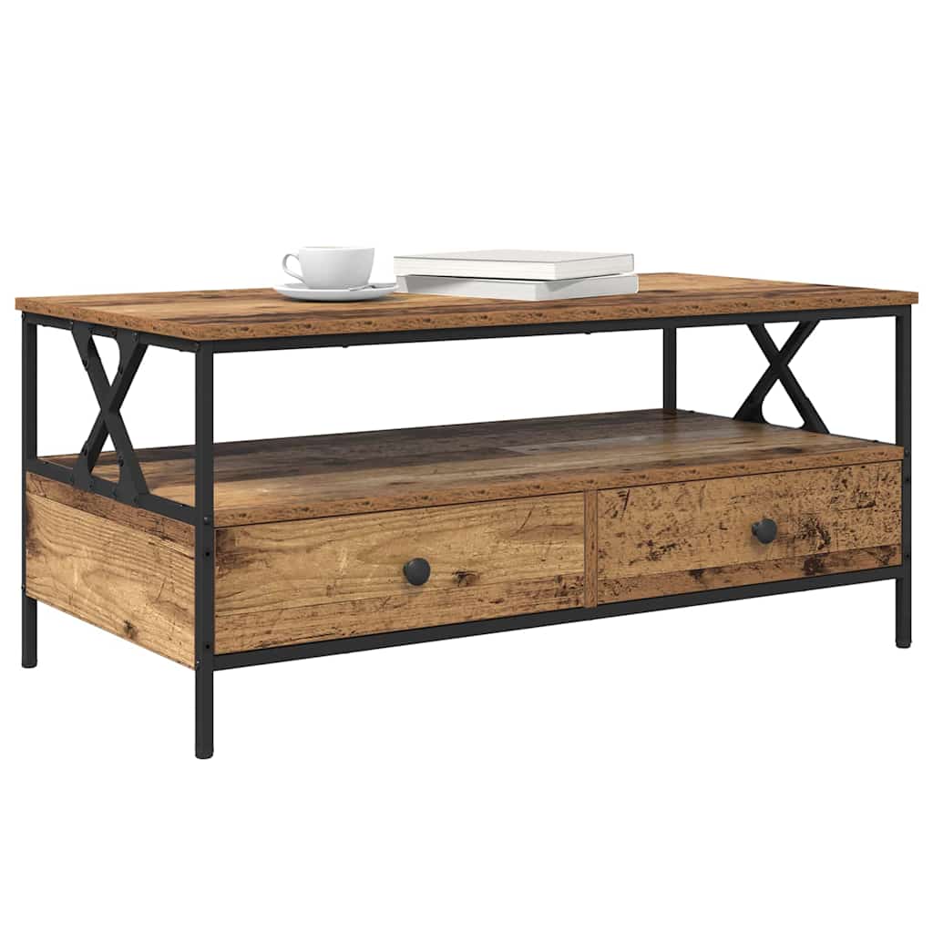Couchtisch with Drawer Altholz 100 x 51 x 45 cm Holzwerkstoff
