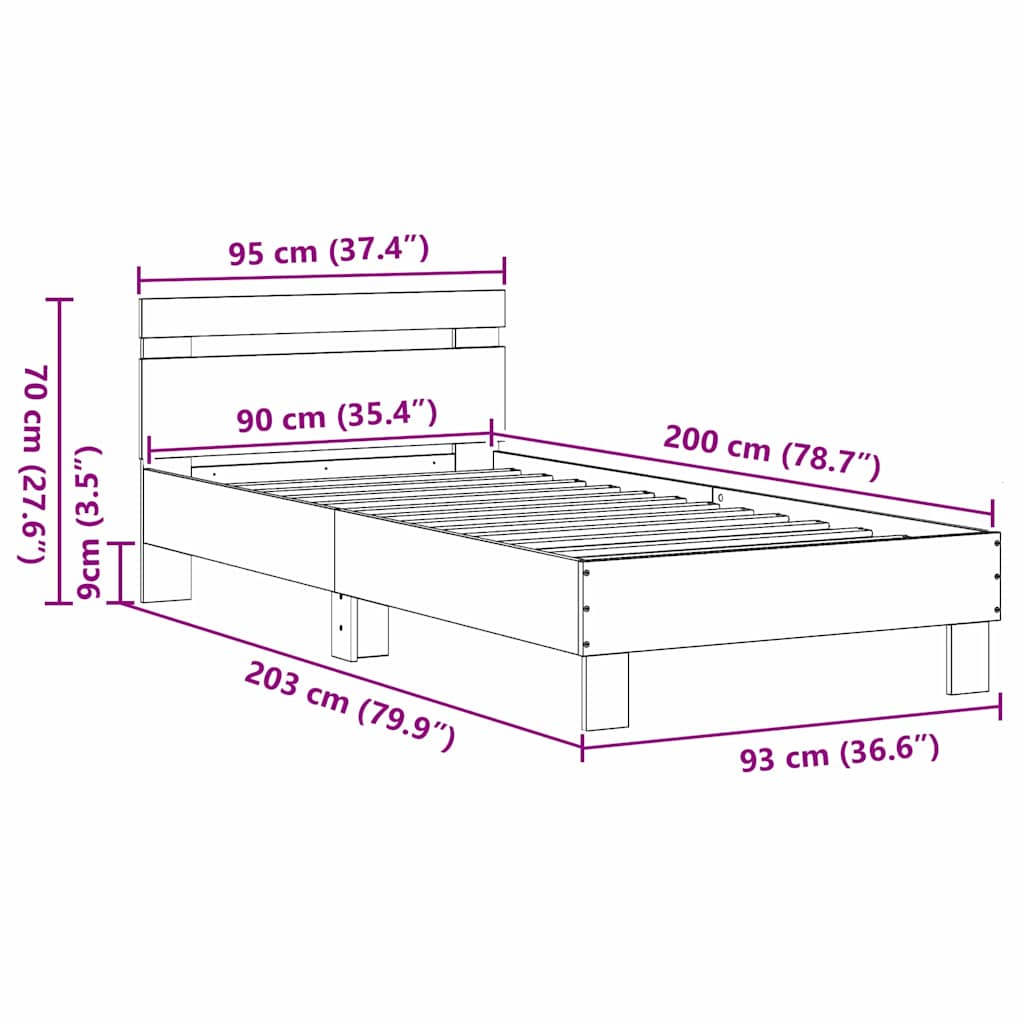 Bettrahmen Altholz 203 x 95 x 70 cm Holzwerkstoff