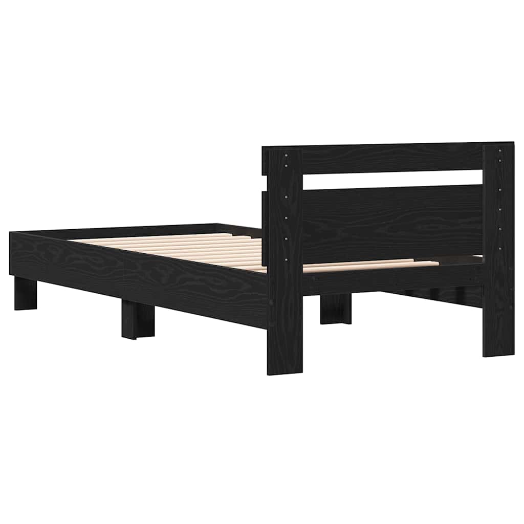 Bettrahmen Schwarz Eichen-Optik 203 x 95 x 70 cm Holzwerkstoff