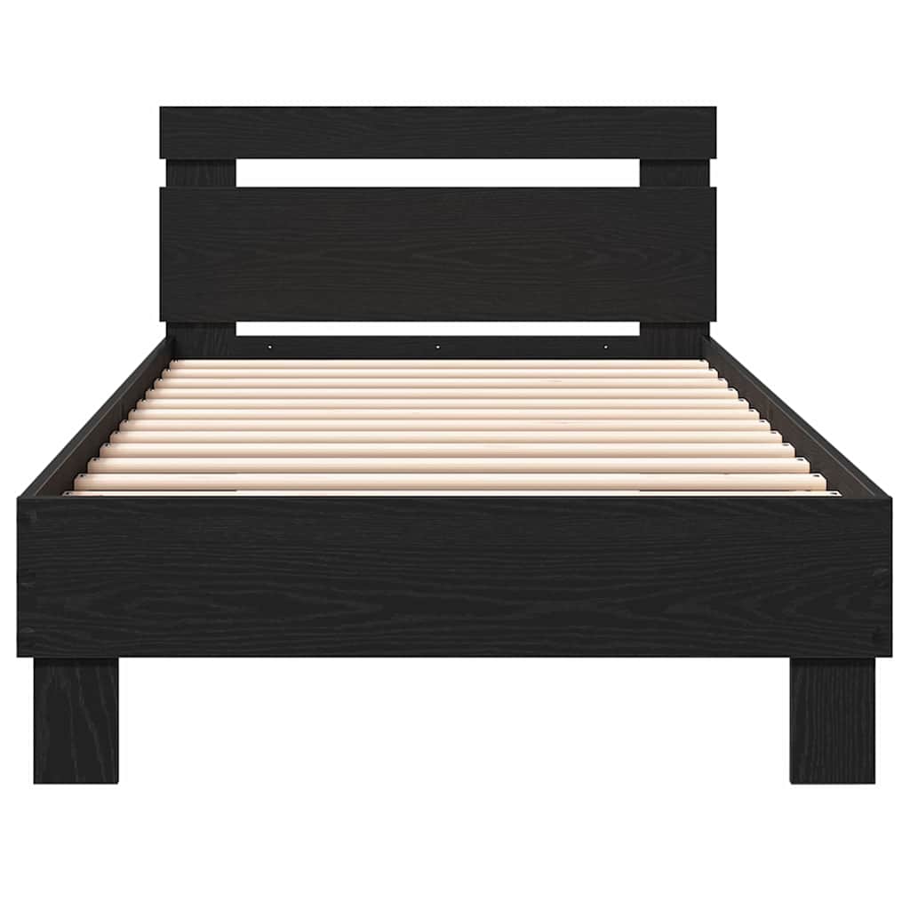 Bettrahmen Schwarz Eichen-Optik 203 x 95 x 70 cm Holzwerkstoff