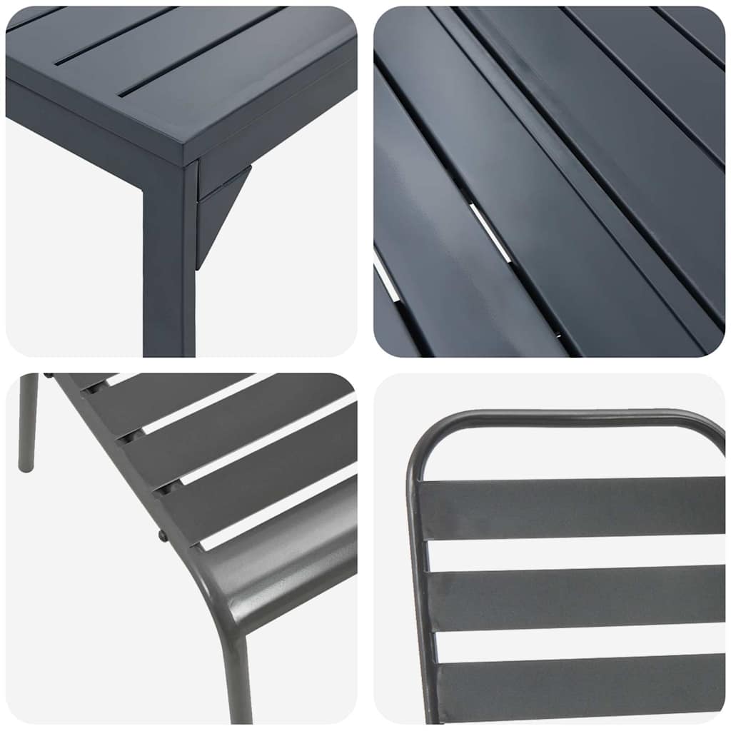 Garten Essgruppe 9 pcs Anthrazit Pulverbeschichteter Stahl