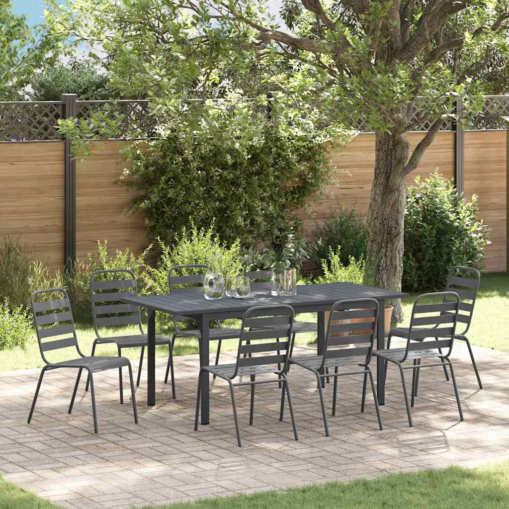 Garten Essgruppe 9 pcs Anthrazit Pulverbeschichteter Stahl