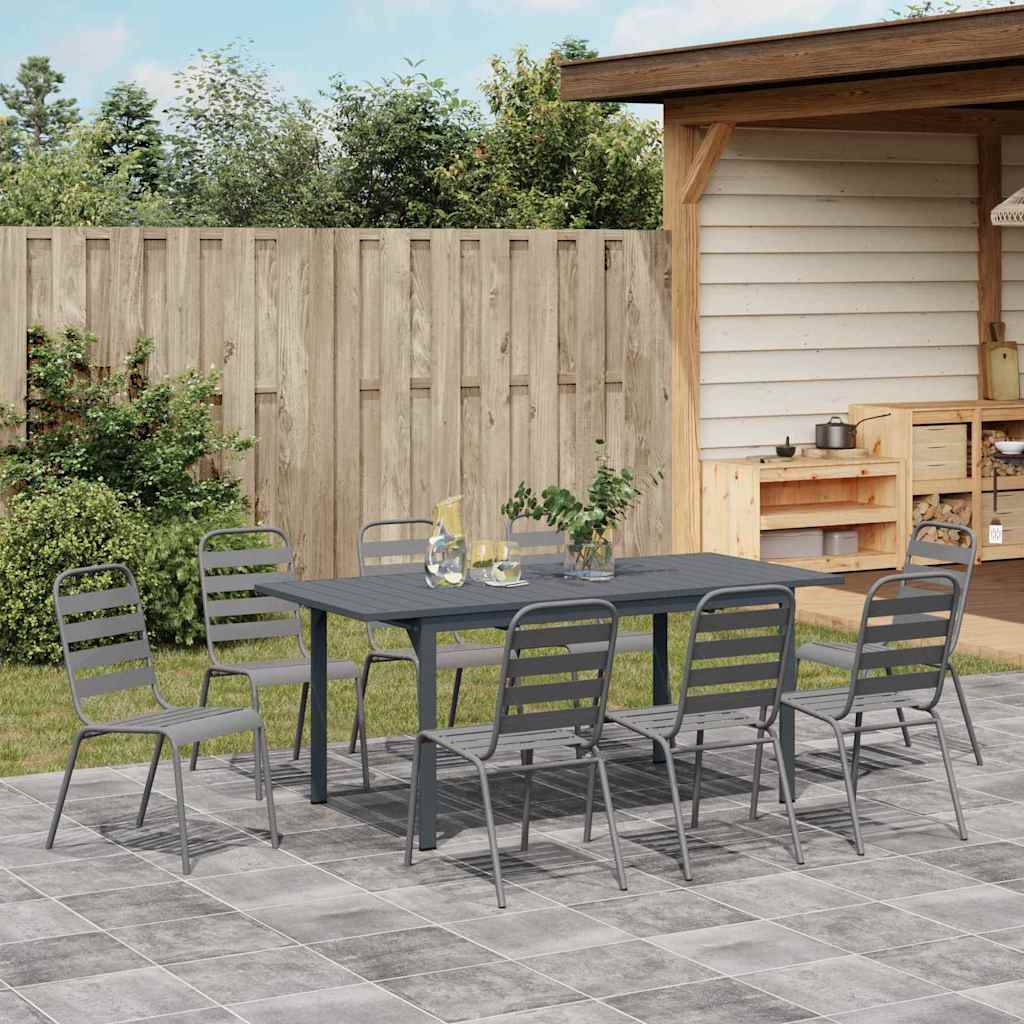 Garten Essgruppe 9 pcs Anthrazit Pulverbeschichteter Stahl