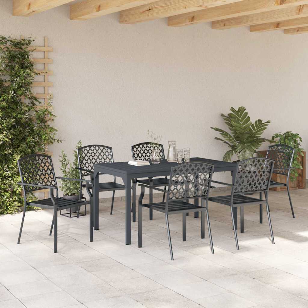 Garten Essgruppe 7 pcs Anthrazit Pulverbeschichteter Stahl