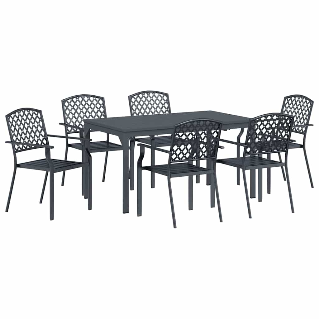 Garten Essgruppe 7 pcs Anthrazit Pulverbeschichteter Stahl