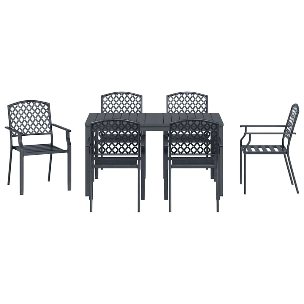 Garten Essgruppe 7 pcs Anthrazit Pulverbeschichteter Stahl