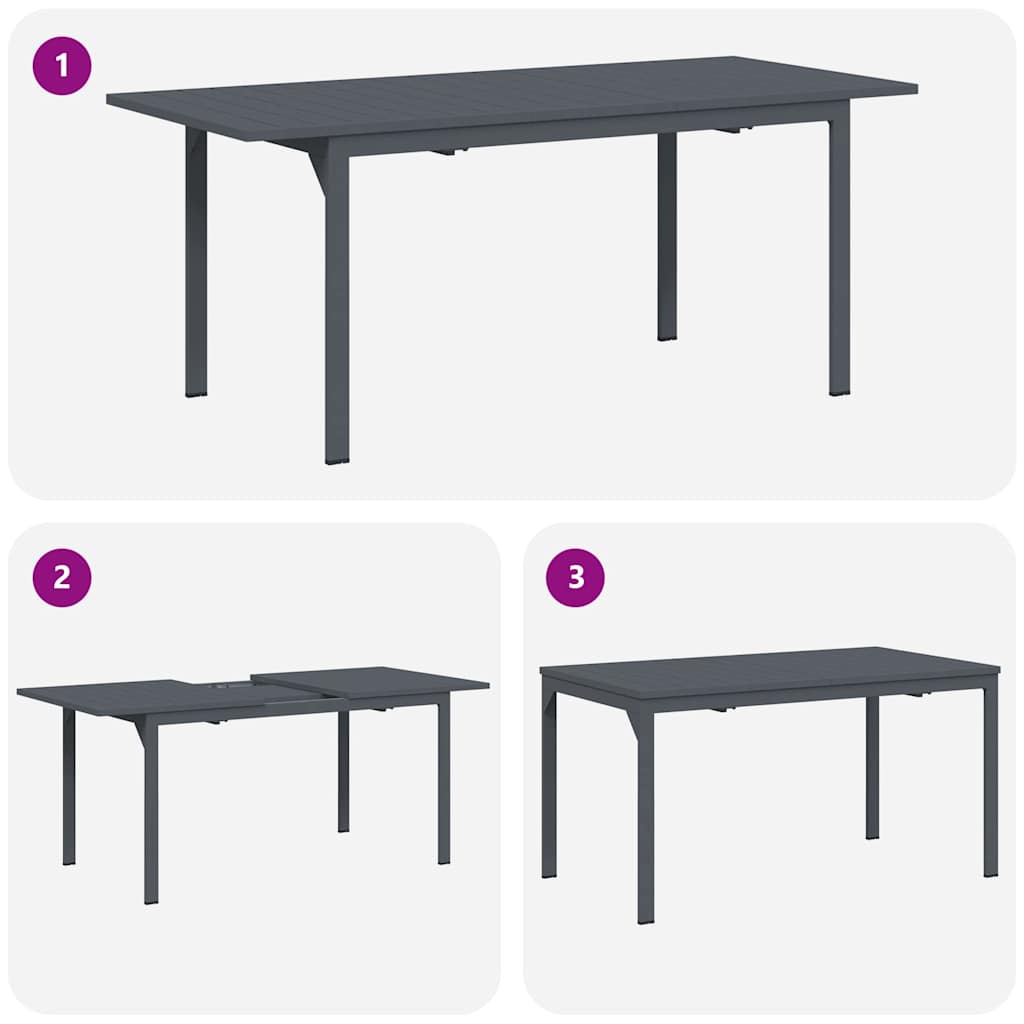 Garten Essgruppe 7 pcs Anthrazit Pulverbeschichteter Stahl