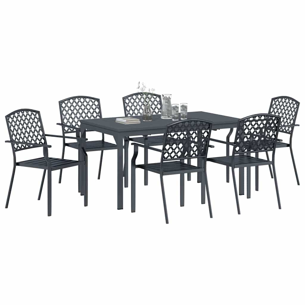 Garten Essgruppe 7 pcs Anthrazit Pulverbeschichteter Stahl