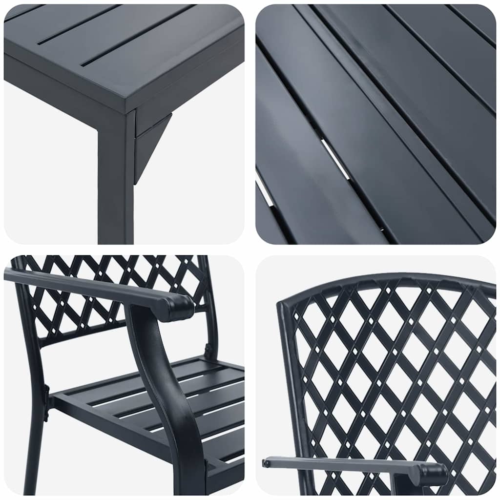 Garten Essgruppe 9 pcs Anthrazit Pulverbeschichteter Stahl