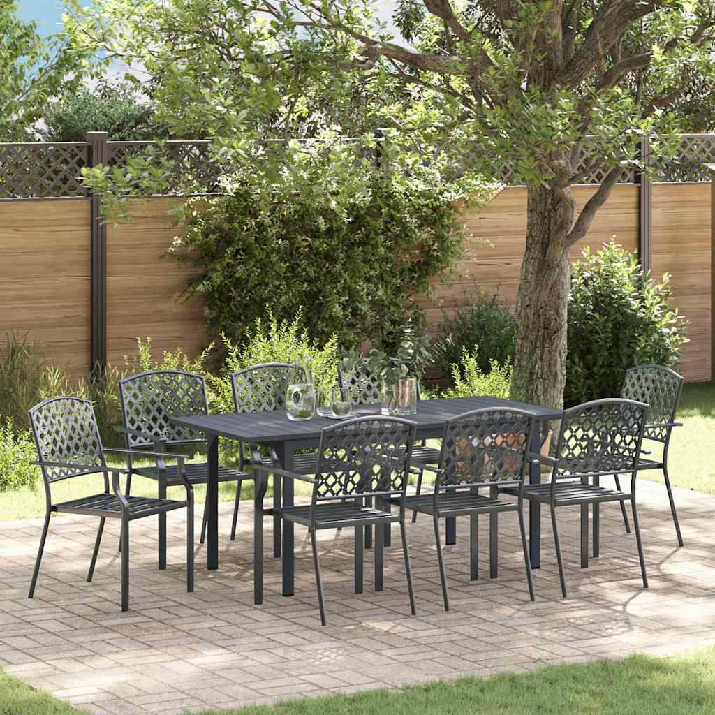 Garten Essgruppe 9 pcs Anthrazit Pulverbeschichteter Stahl