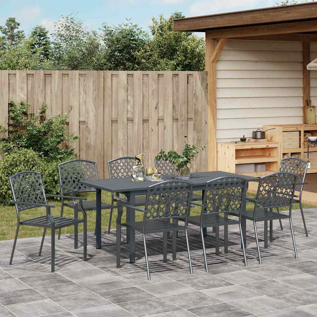 Garten Essgruppe 9 pcs Anthrazit Pulverbeschichteter Stahl