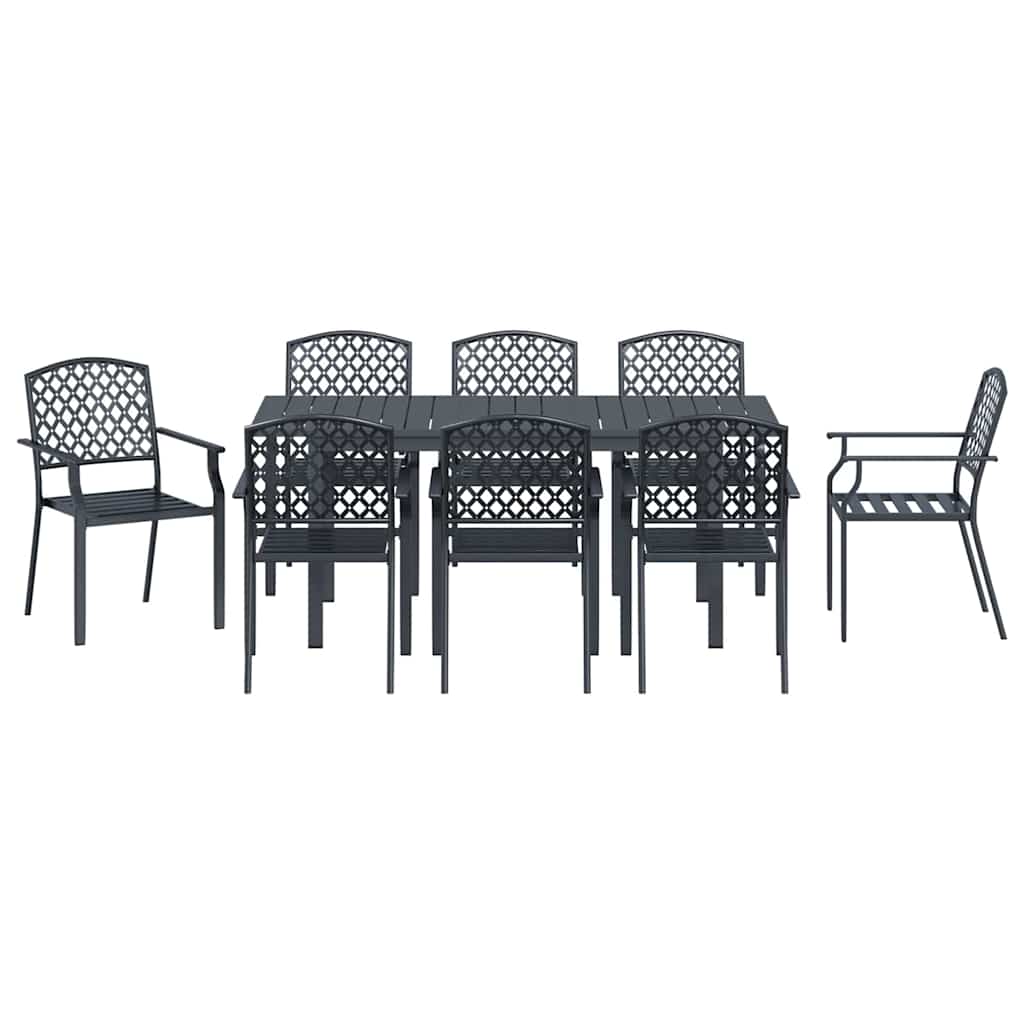 Garten Essgruppe 9 pcs Anthrazit Pulverbeschichteter Stahl