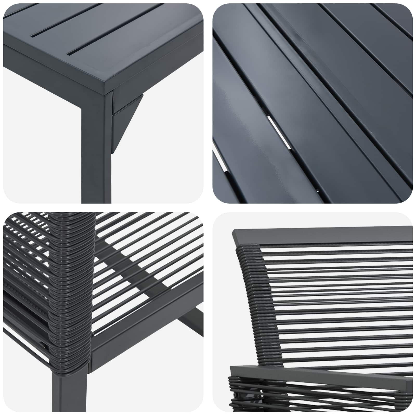 Garten Essgruppe 9 pcs Schwarz Poly-Rattan